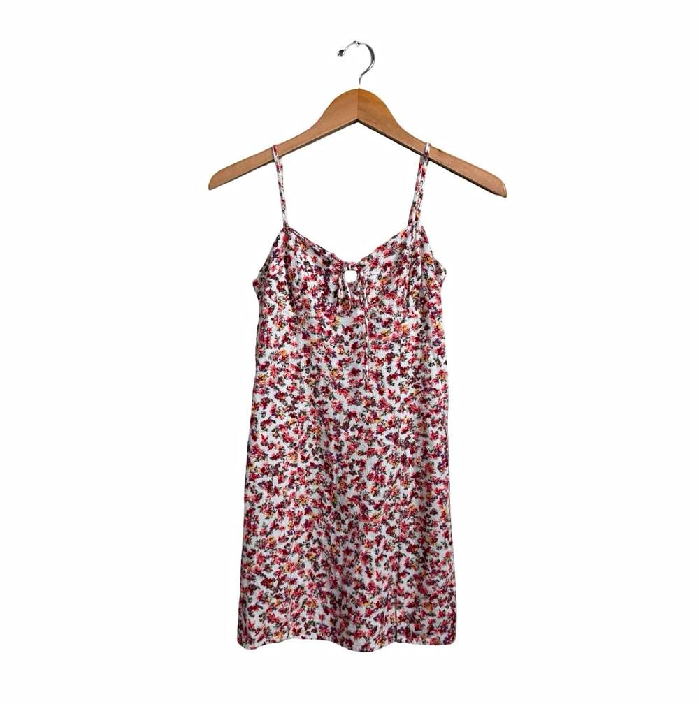 Aeropostale Y2K White Floral Strappy Smocked Back Tie Short Sundress Size S
